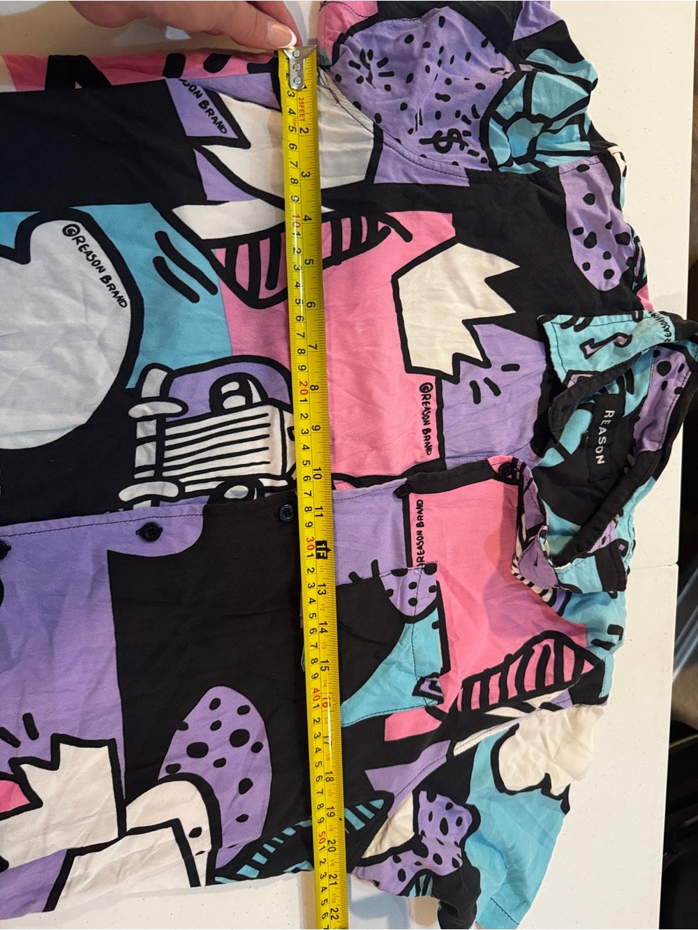 Reason Men's Abstract Pattern Short-Sleeve Shirt dopamine artsy festival - Picture 3 of 8